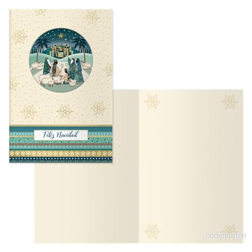 DOHE Jul gratulationskort Pack 6 enheter Storlek: 11,5x17 cm (stängd) Inkluderar kuvert för att lagra kortet Modell Betlehem 8421938700473