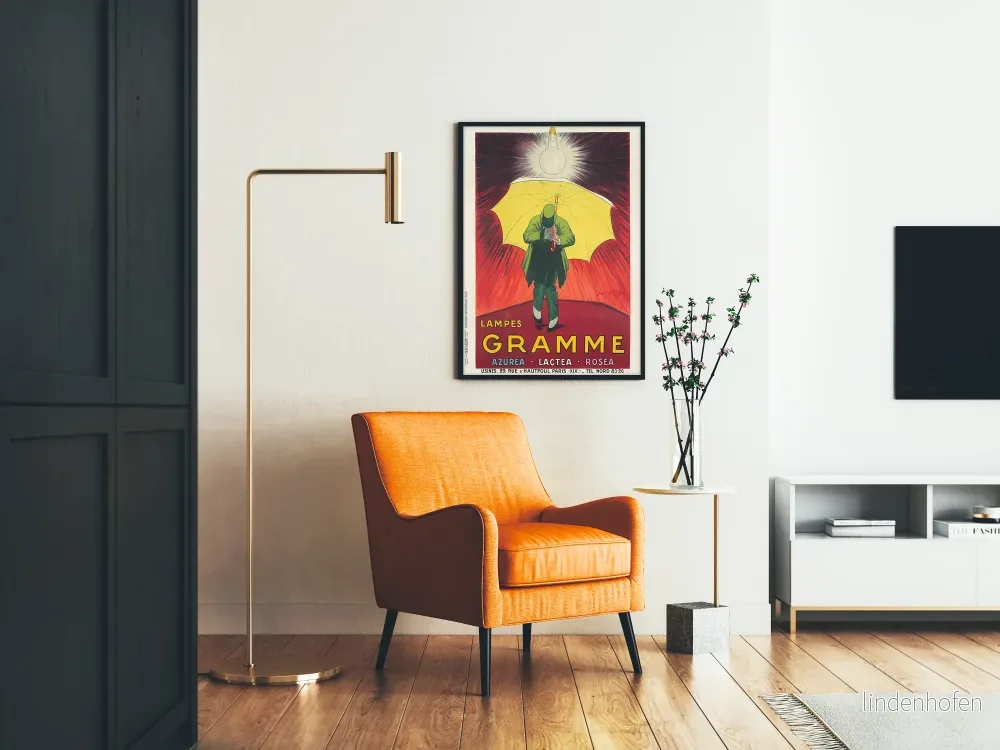 Vintageposter Lampes Gramme - Ljusdekorativ väggkonst i art déco-stil - Bild 2