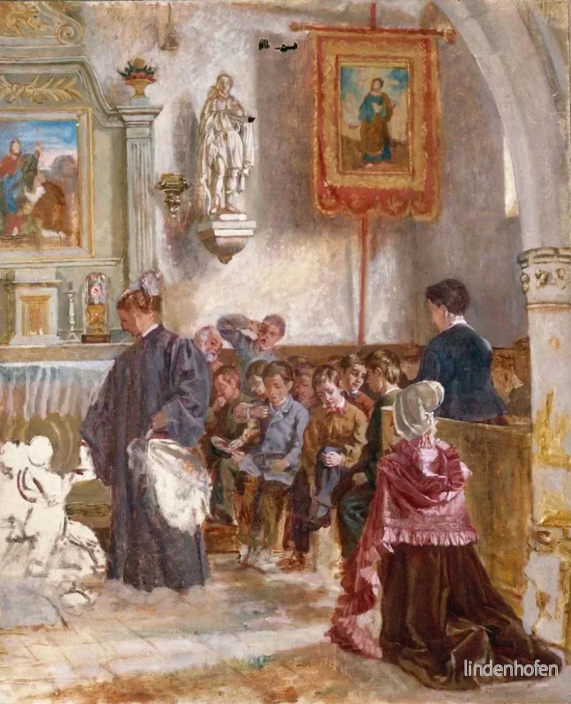 Målning Katekism i en kyrka - Auguste Dutuit | Konsttryck - Bild 2