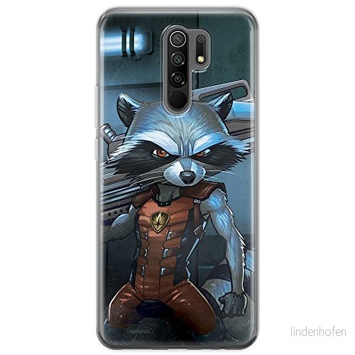ERT GROUP mobiltelefonfodral för Xiaomi REDMI 9 originalt och officiellt licensierat Marvel mönster Rocket 001 optimalt anpassad till formen på mobiltelefonen, fodral tillverkad av TPU plast 5903040306574
