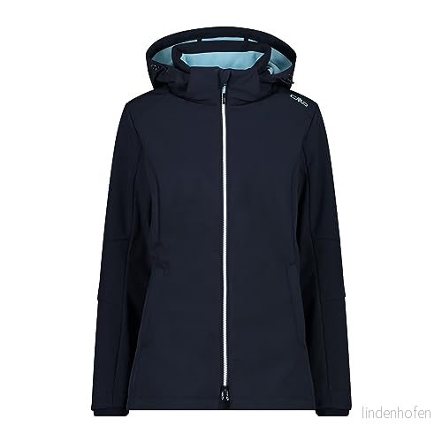 CMP Softshell jacka för kvinnor med avtagbar huva, B.Blue Anis, 44 8059342955181
