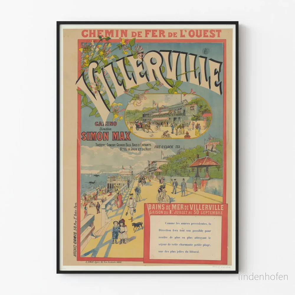 Vintageposter Villerville Casino Simon Max - Retro konst väggdekoration