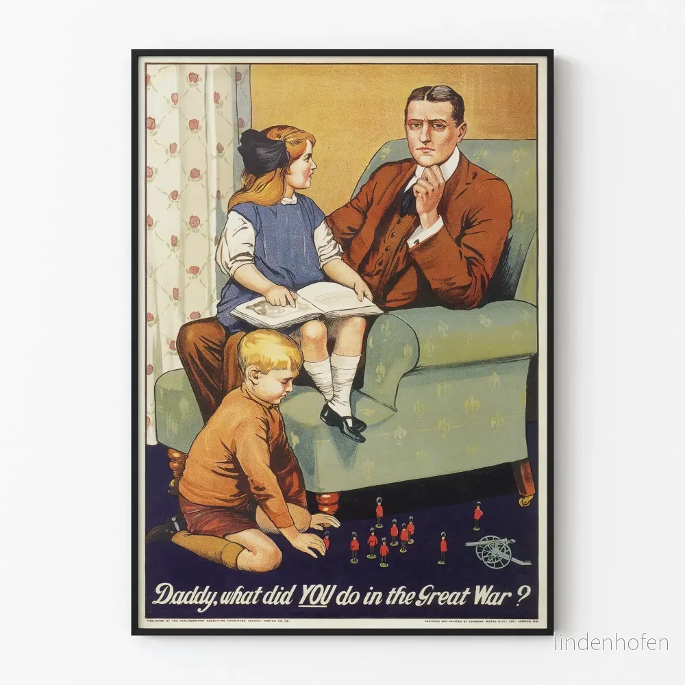 Vintageposter 'Daddy, vad gjorde DU i Stora kriget?' Historisk väggdekoration