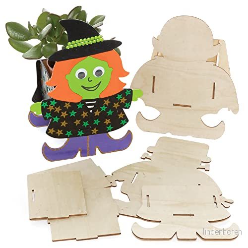 Baker Ross FE750 Halloween träblomkruka hantverkskit paket med 3, gör din egen blomkruka, plantera krukor för barn att dekorera, kreativa halloweenaktiviteter 5051174122604