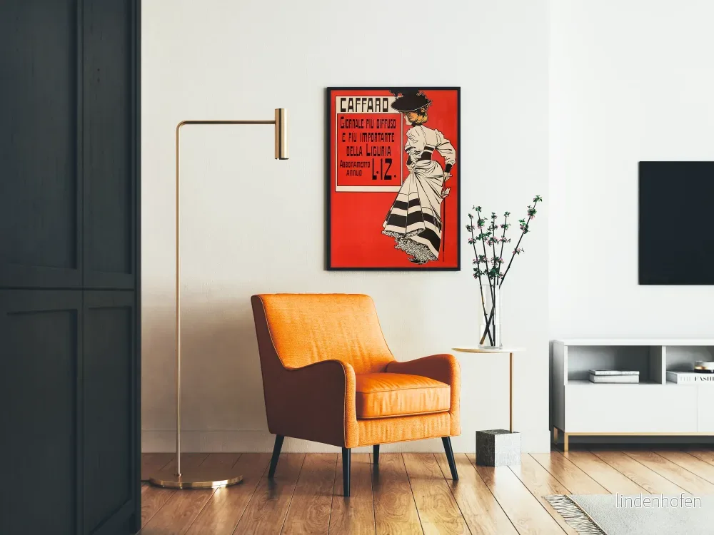 Vintage italiensk reklamposter i rött och svart - Bild 2