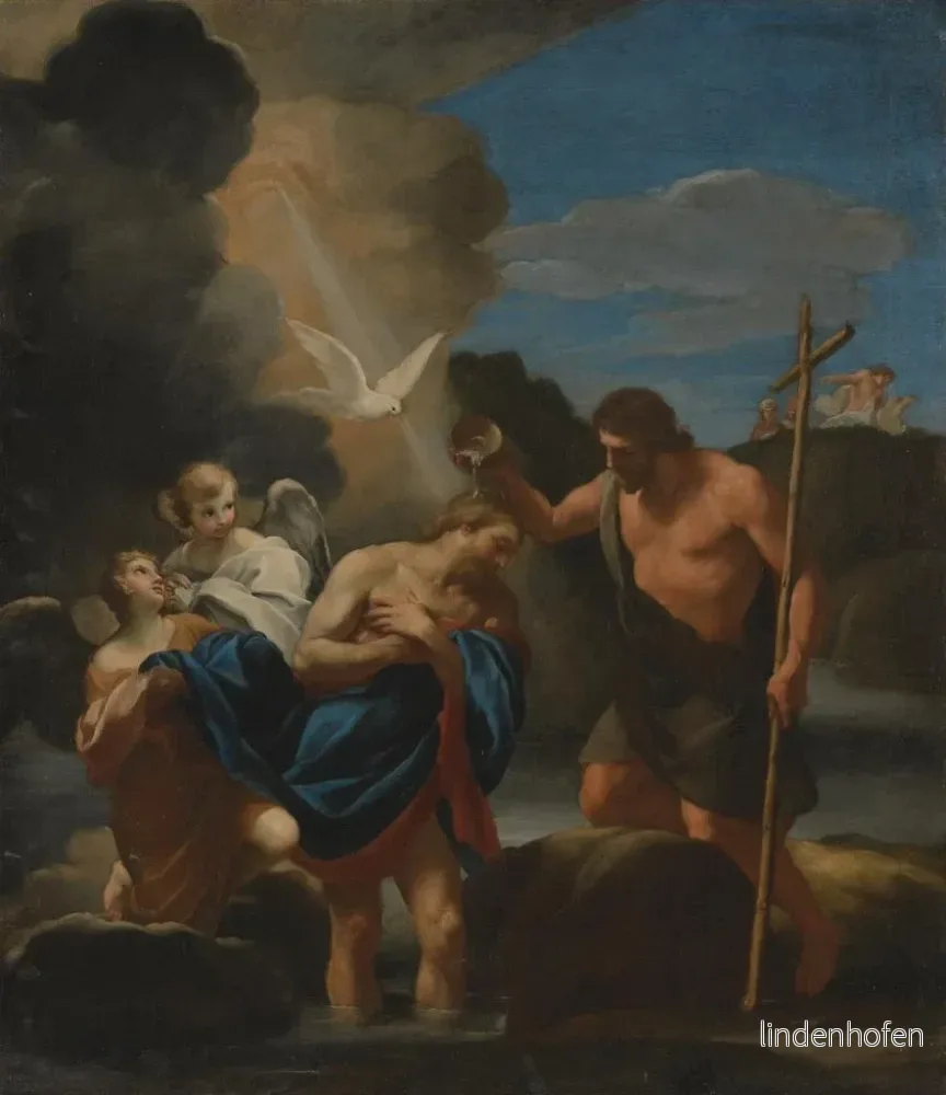 Målning Le baptême du Christ - Andrea Sacchi | Konsttryck - Bild 2