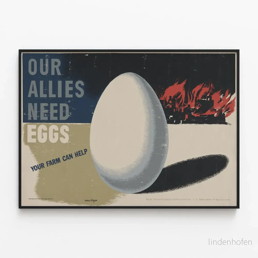 Vintageposter Våra allierade behöver ägg för väggdekoration