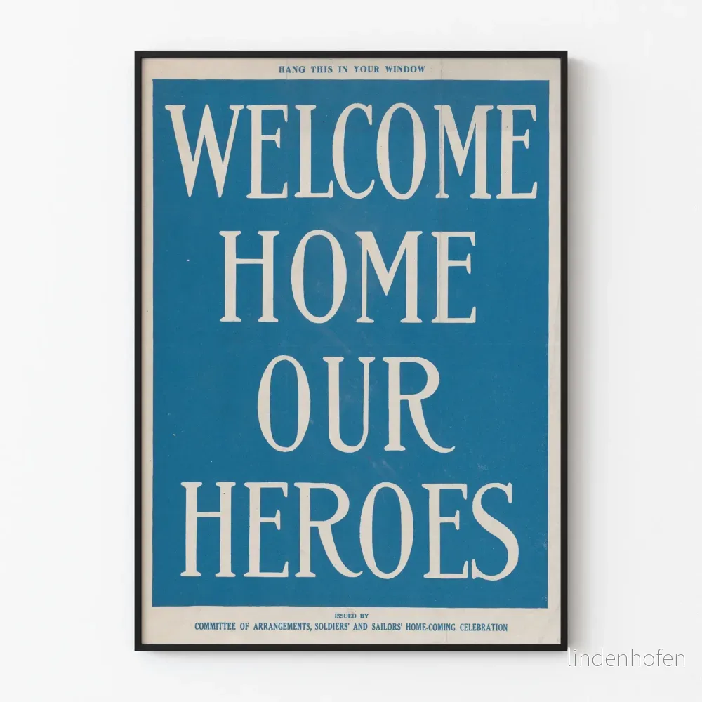 Vintageposter Välkommen hem, våra hjältar - Patriotisk väggdekoration