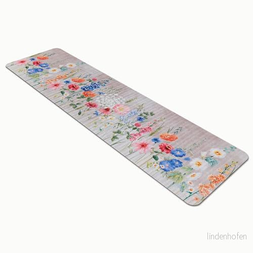 Comart Köksmatta Austin Vattentät Halkfri Fläckbeständig Maskintvättbar Gångmatta av Polyester För Hall och Kök Tillverkad i Italien Vårblommor 50 x 230 cm 8003768150361