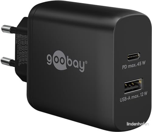 USB C™ PD GaN dubbel snabbladdare (45 W) svart 4040849654114