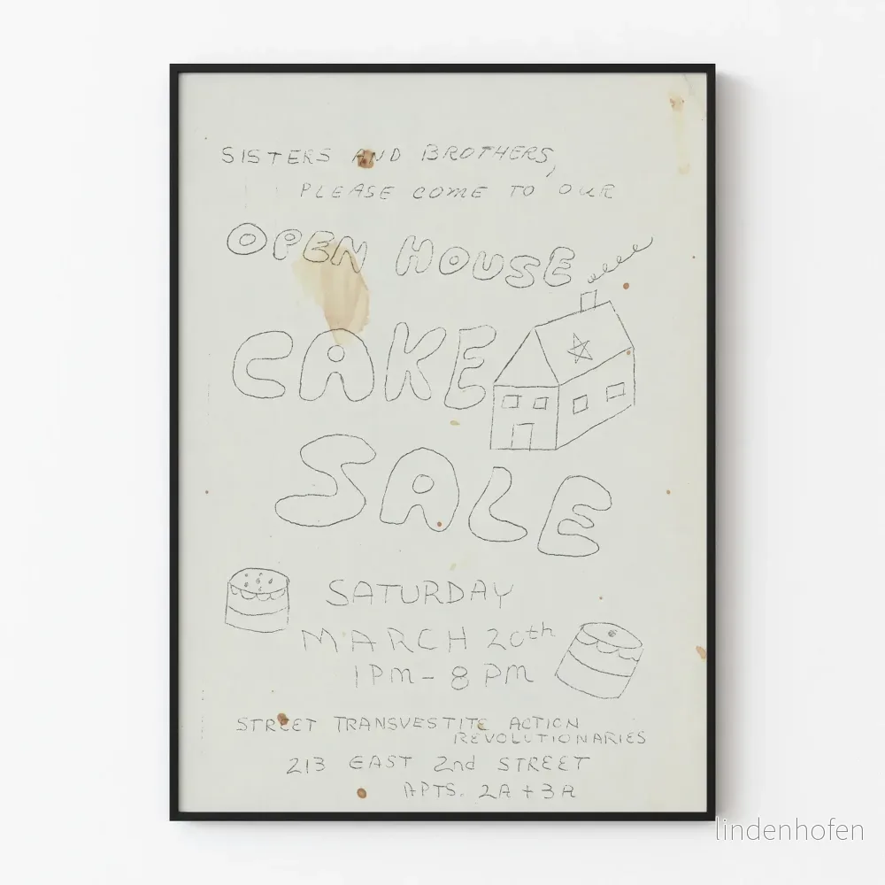 Vintageposter för kakförsäljning Open House väggdekoration