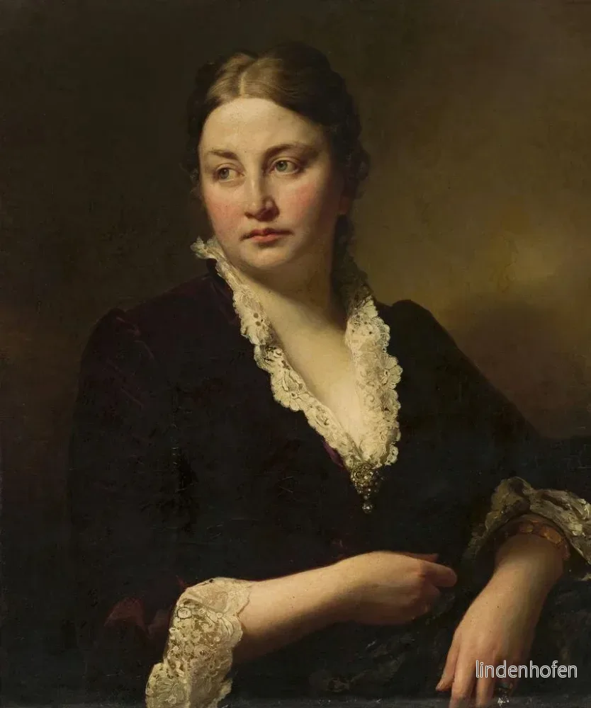 Målning Portrait av en ung kvinna, Johana Fren von Tschamer - Anonym - Bild 2