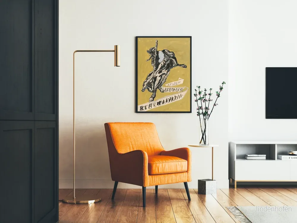 Illustrerad bläckposter på gul bakgrund för väggdekoration - Bild 2