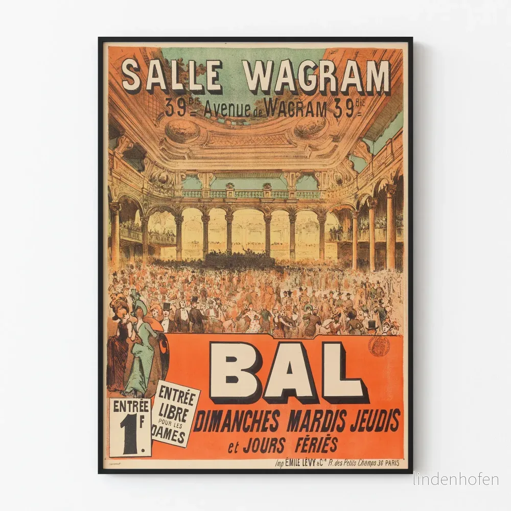 Vintageposter Bal Salle Wagram Paris väggdekoration