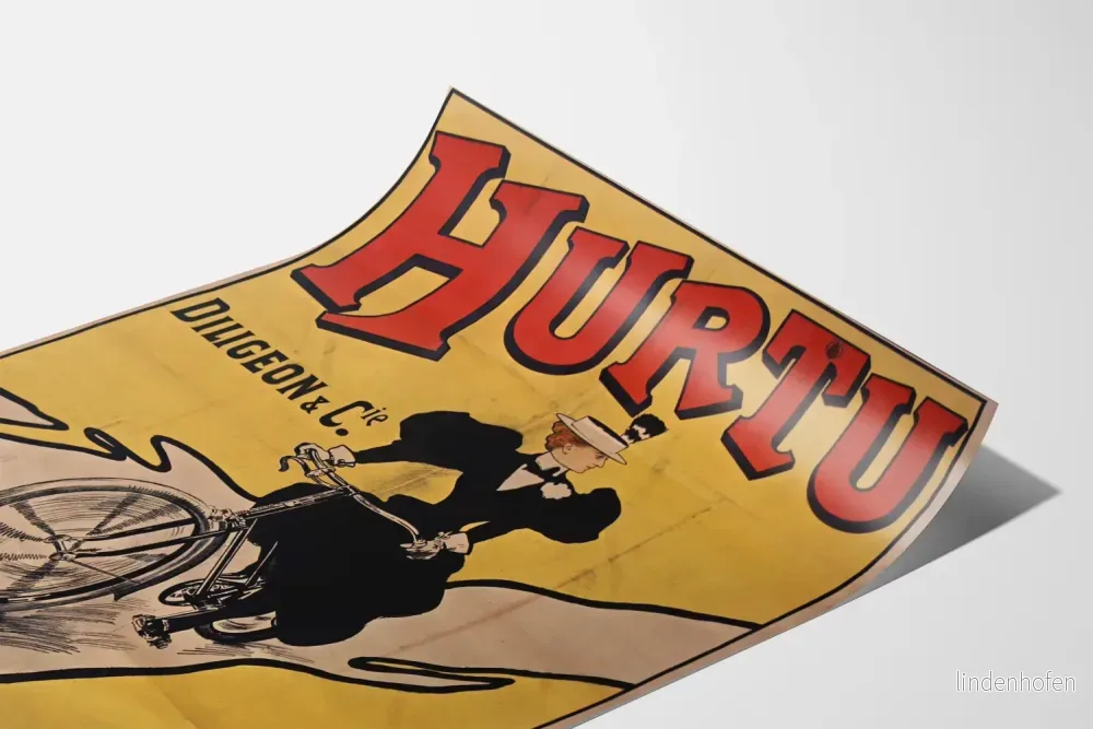 Vintageposter Hurty Diligeon & Cie Paris på cykel - Bild 3