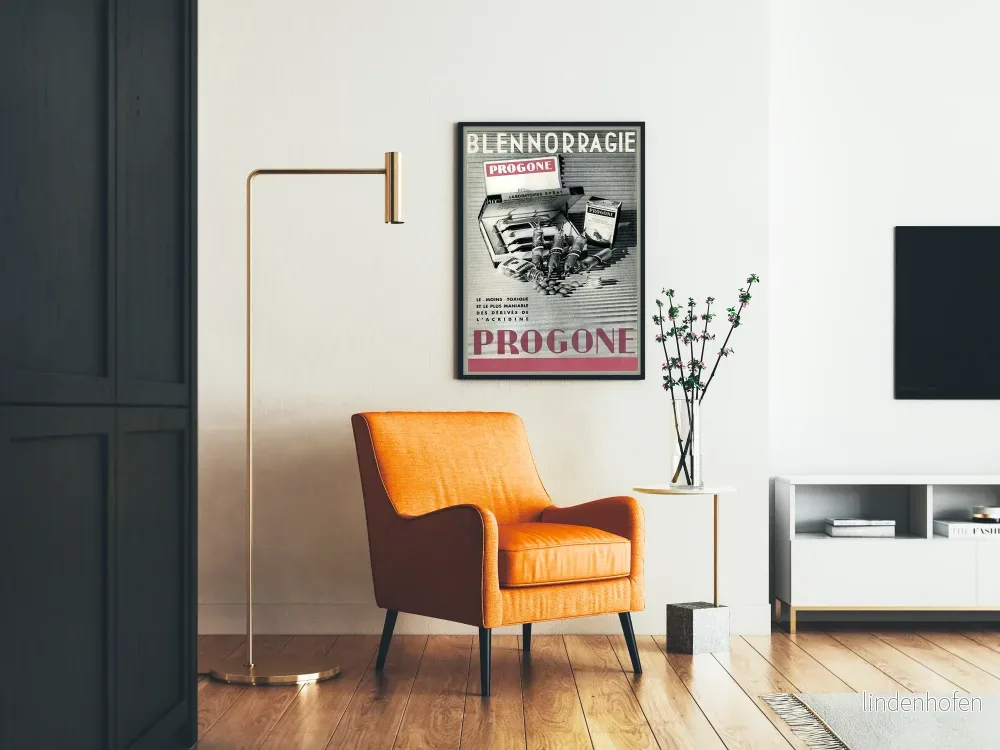 Vintage reklamposter för Progone – Retro medicinsk väggdekoration - Bild 2