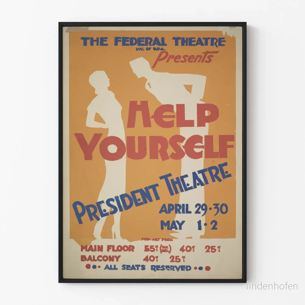 Vintage teaterposter Help Yourself väggdekoration