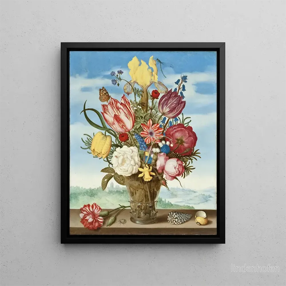 Målning Bouquet de fleurs sur un rebord - Ambrosius Bosschaert l'Ancien | Konsttryck