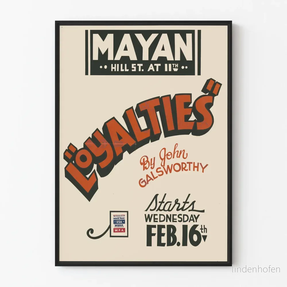 Vintageposter av teatern Loyalties av John Galsworthy