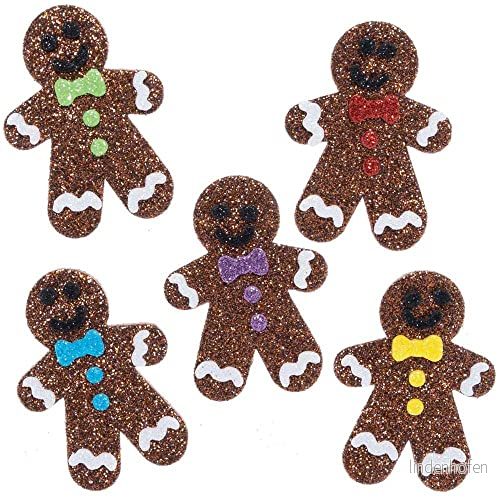 Baker Ross FE933 Pepparkaksglitterklistermärken 100 stycken, barnklistermärken, idealiska för barns konst och hantverksprojekt, bra korttillverkning scrapbooking 5051174124349