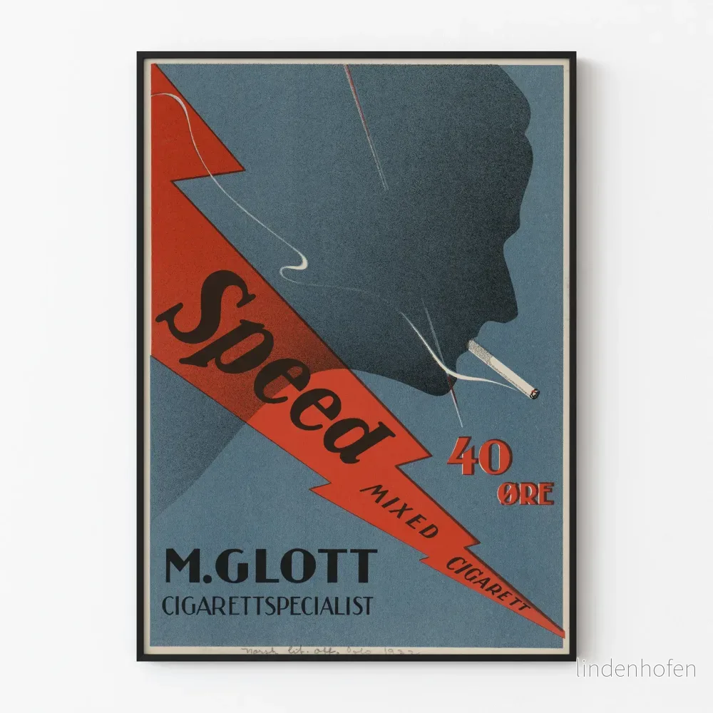Vintage reklamposter för Speed Mixed Cigarette 40 Ore