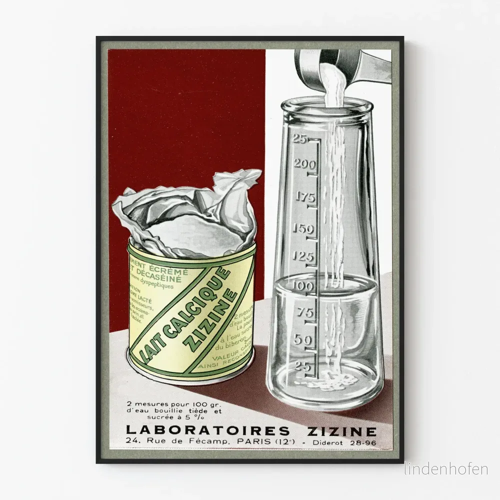 Vintageposter Lait Calcique Zizine - Retro väggdekoration