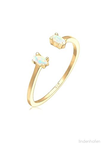 Elli ring justerbar oval geo Opal 925 sterling silver guldpläterad, 54 cm, Silver, 4050878562038