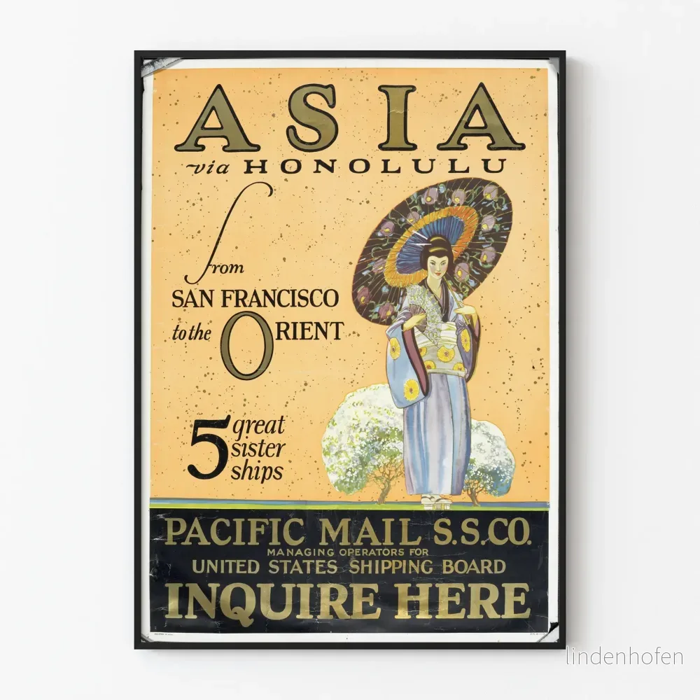 Vintageposter Asien via Honolulu - Retro väggdekoration Artem Legrand
