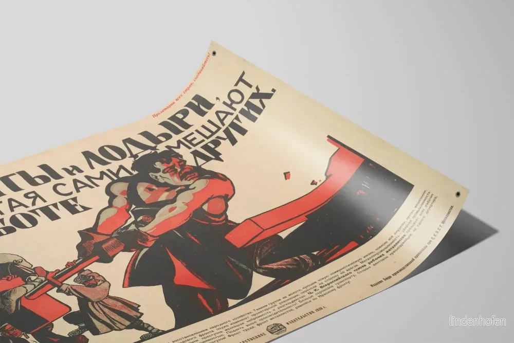 Sovjetisk propagandaposter "Parasiter och latmaskar" för väggdekoration - Bild 2