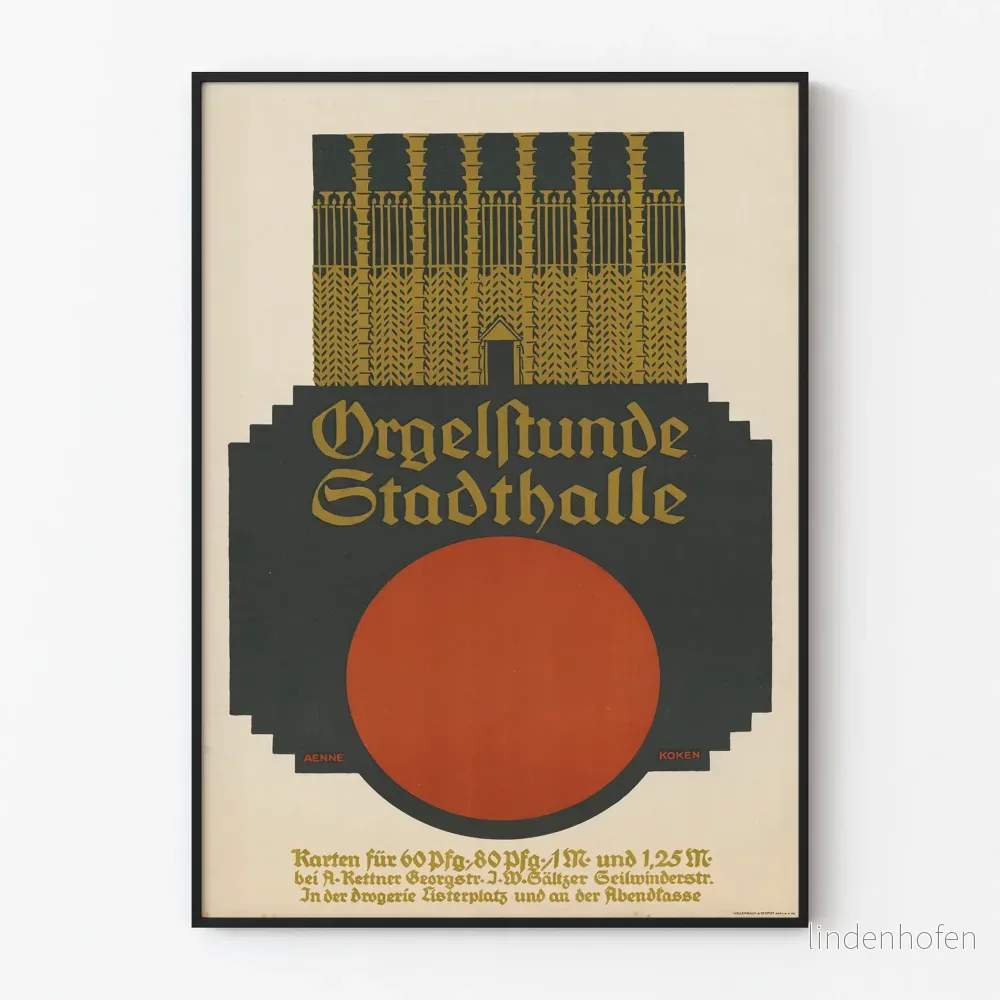 Dekorativ poster Orgeltimme Stadthalle Hannover vintage stil