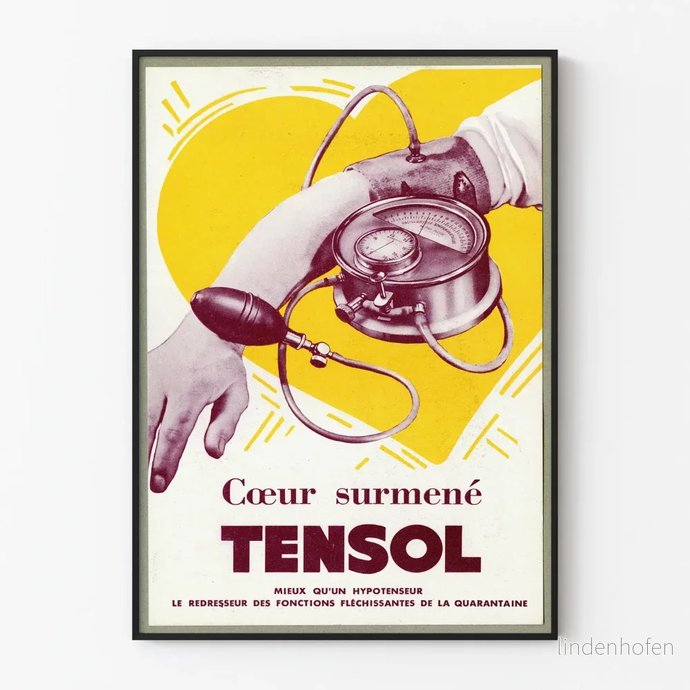 Vintage reklamposter för TENSOL för hjärthälsa