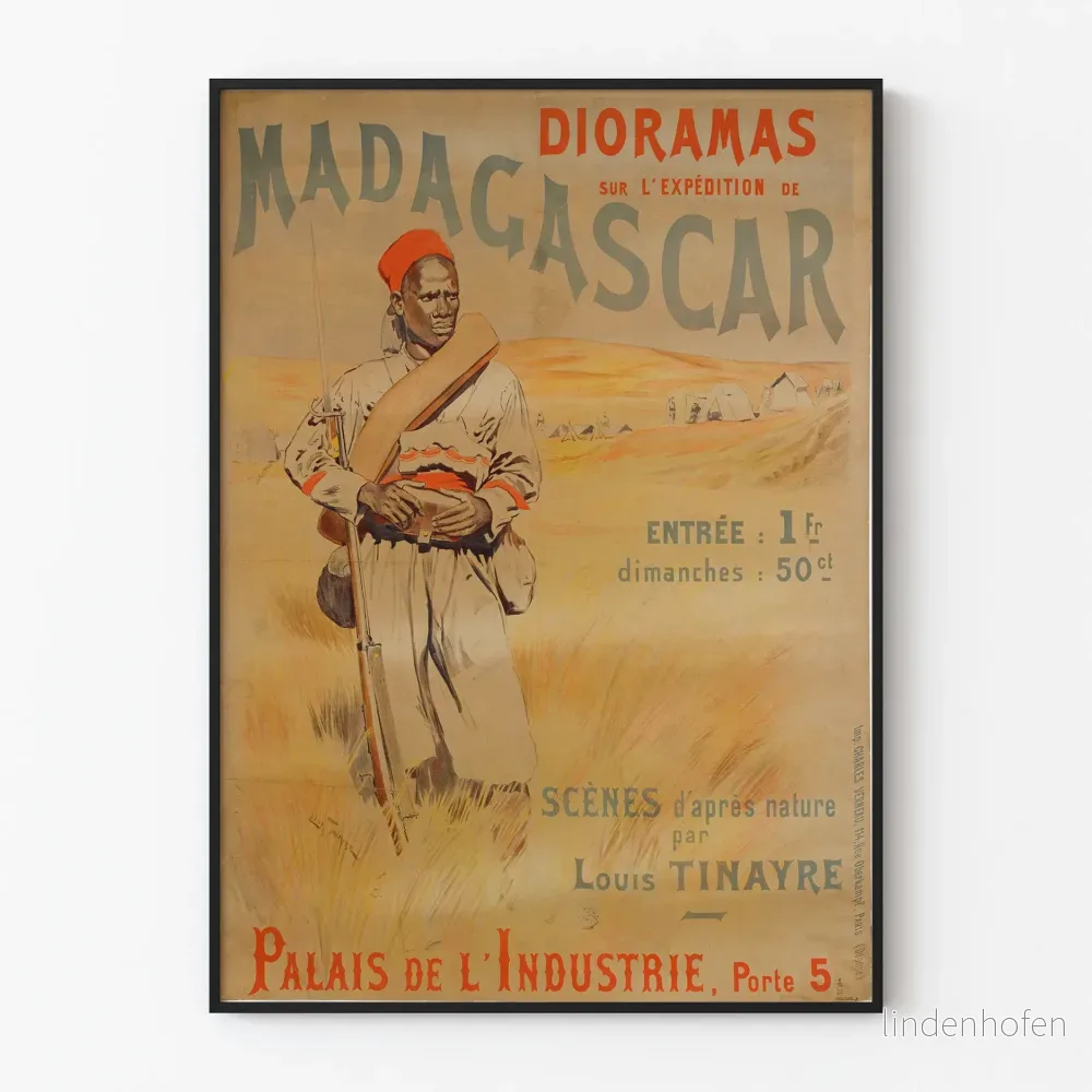 Vintageaffisch Diorama Madagaskar av Louis Tinayre