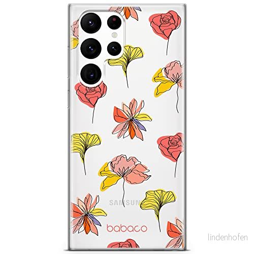 ERT GROUP mobiltelefonfodral för Samsung S22 ULTRA originalt och officiellt licensierat Babaco mönster Flowers 012 optimalt anpassad till formen på mobiltelefonen, gedeeltelijk transparant 5904805285622