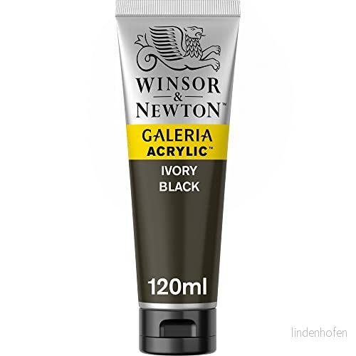 Winsor & Newton 2131331 Galeria akrylfärg, hög pigmentering, ljusäkta, krispig konsistens, 120 ml tub, elfenbensvart 94376986884