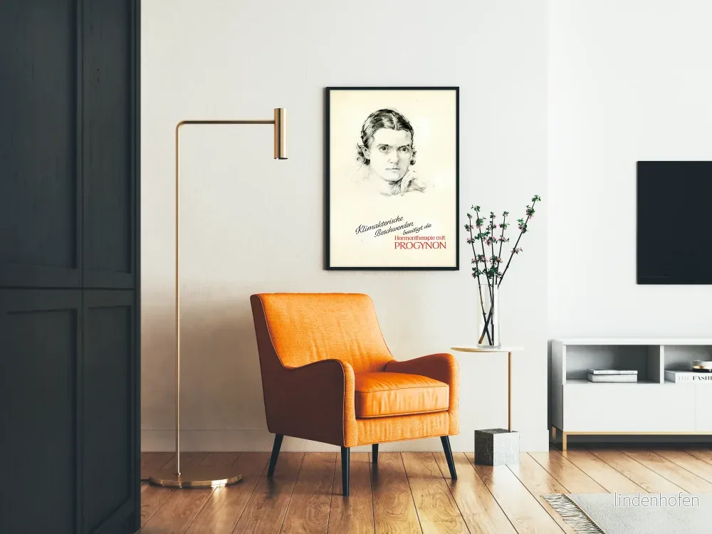 Vintageaffisch Progynon - Svartvit retroposter för väggdekoration - Bild 2