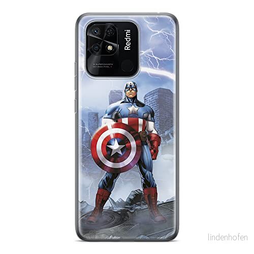 ERT GROUP mobiltelefonfodral för Xiaomi REDMI 10C originalt och officiellt licensierat Marvel mönster Captain America 003 anpassad till formen på mobiltelefonen, fodral tillverkad av TPU plast 5905511534318