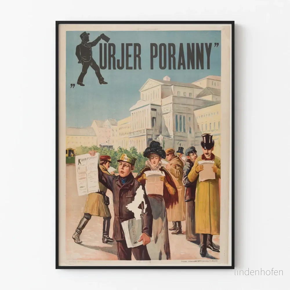 Vintageaffisch Kurjer Poranny - Illustrerad väggdekoration av den polska tidningen