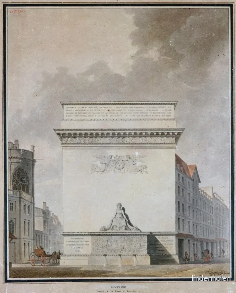 Målning Projekt av fontän vid Pointe Saint - Eustache - Étienne - Louis Boullée | Konsttryck - Bild 2