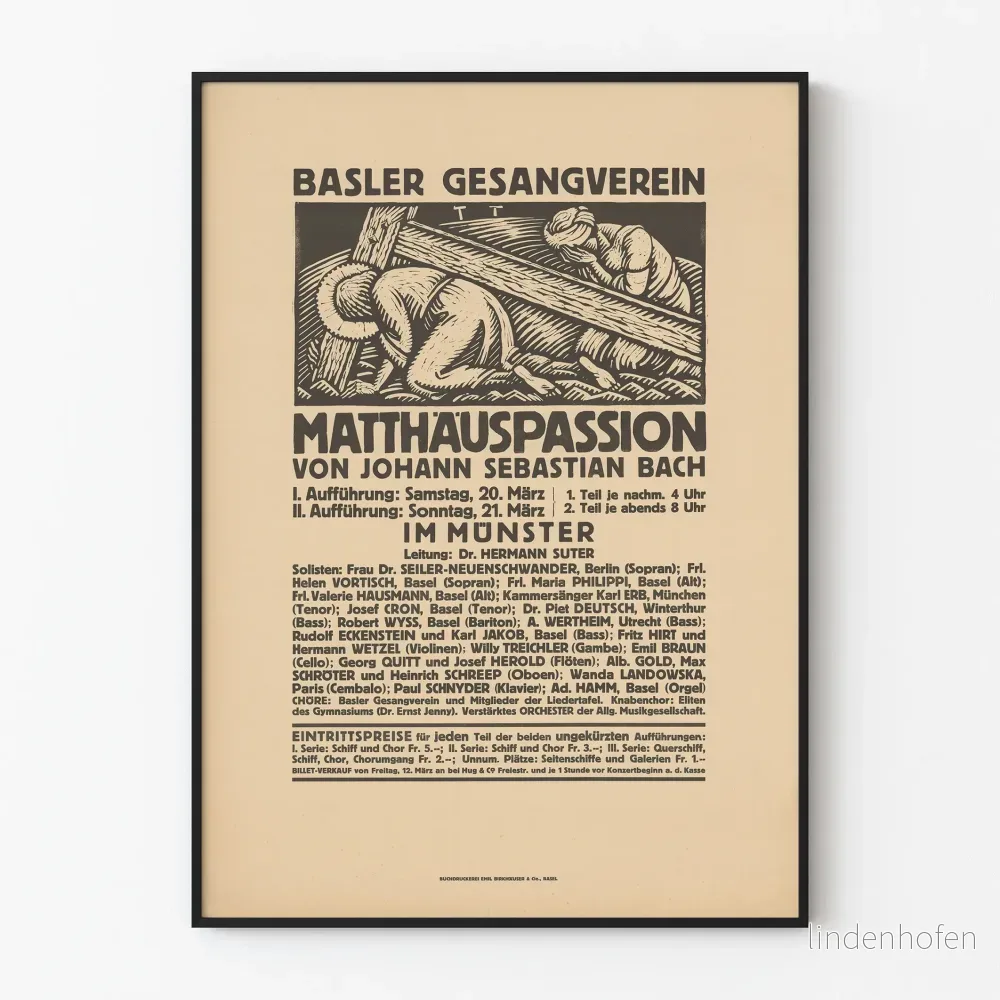 Poster av Basler Gesangverein Matthäuspassion av Johann Sebastian Bach