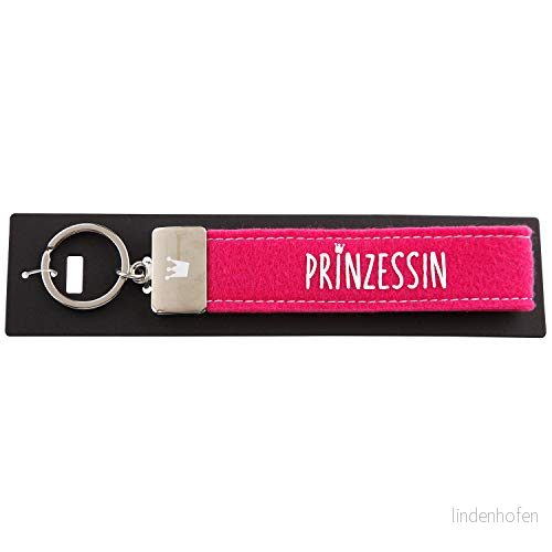 Depesche 4298 009 öglor nyckelring av filt, med graverad metallfinish och ikonisk tryck, prinsessa, rosa, ca 18,7 x 4,4 1 cm 4010070335342