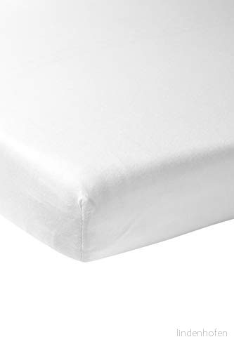 Meyco Baby Uni underlakan för madrass till lekhage (underlakan med mjuk jerseykvalitet, tillverkat av 100% bomull, perfekt passform tack vare elastiskt band runt om, andas, mått: 75 x 95 cm), vit 4054703566000