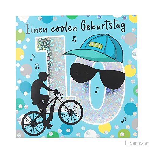 Depesche 11515 020 nummerkort för 10 årsdagen Födelsedag med musik, raffinerat vikbart kort originell inre text, inklusive kuvert, format 15,5 x cm 4010070616304