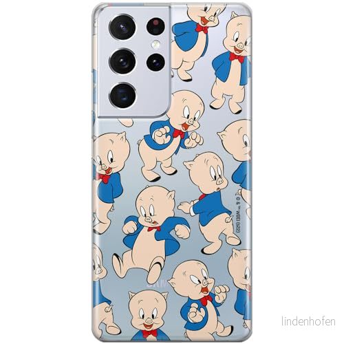 ERT GROUP mobiltelefonfodral för Samsung S21 ULTRA originalt och officiellt licensierat Looney Tunes mönster Porky Pig 001 optimalt anpassad till formen på mobiltelefonen, gedeeltelijk transparant 5905511619091