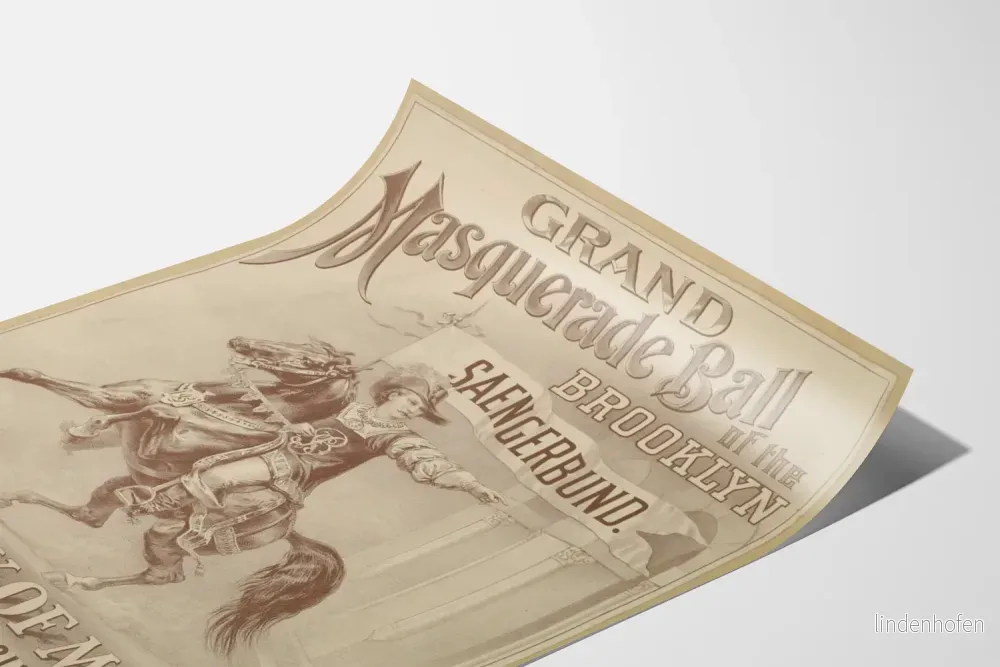 Vintageposter för Grand Masquerade Ball Brooklyn Saengerbund 1887 - Bild 3