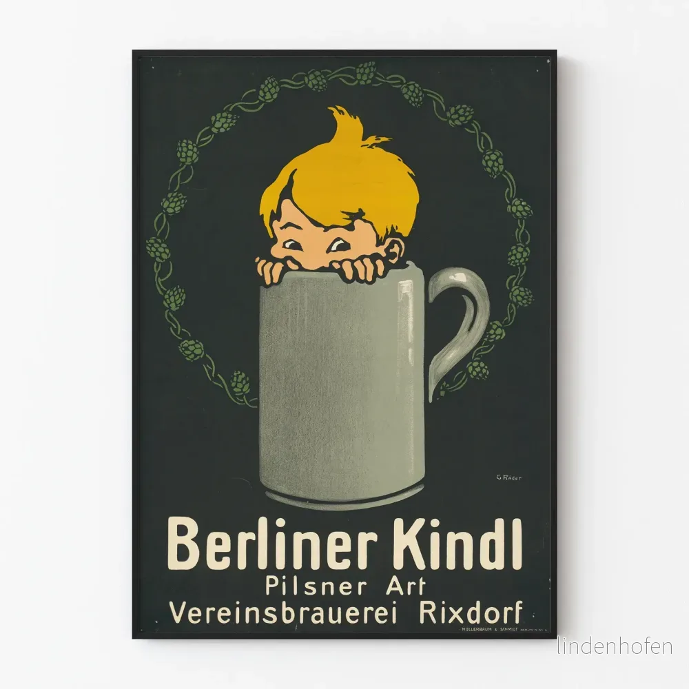 Vintageposter Berliner Kindl Pilsner konst för väggdekoration