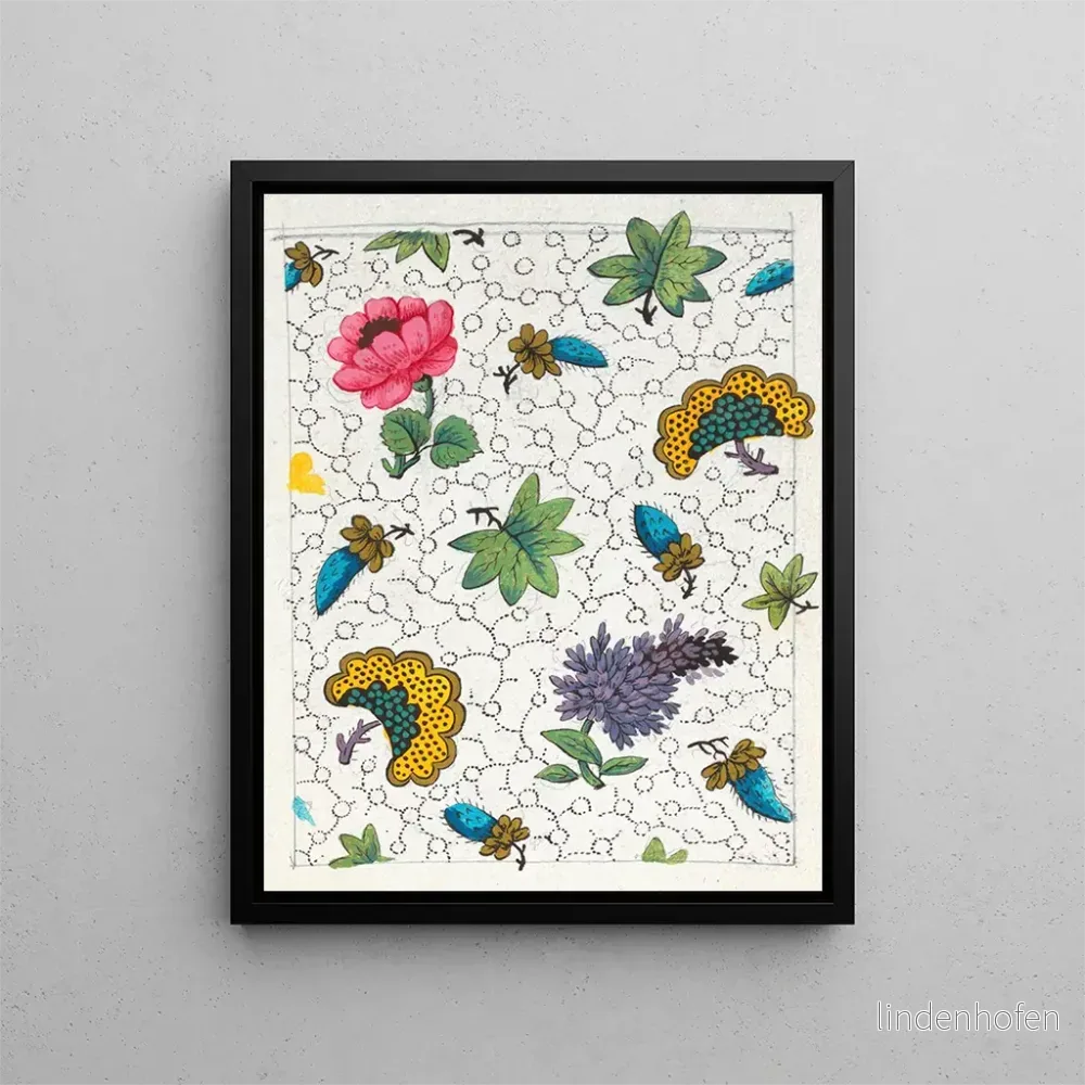 Målning Motif floral för textiltryck Pl VIII - Anonym | Konsttryck