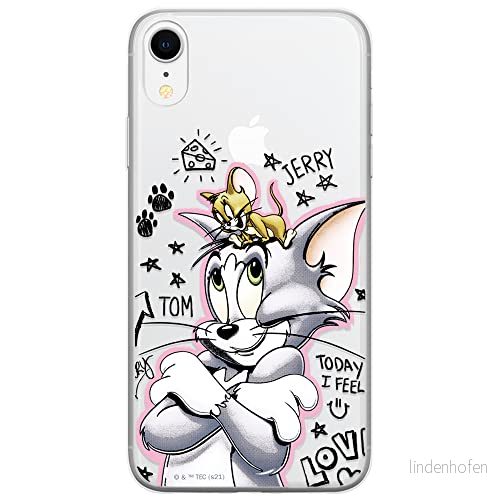 ERT GROUP mobiltelefonfodral för Apple Iphone XR originalt och officiellt licensierat Tom and Jerry mönster 004 Vit optimalt anpassad till formen på mobiltelefonen, gedeeltelijk transparant 5904805246227