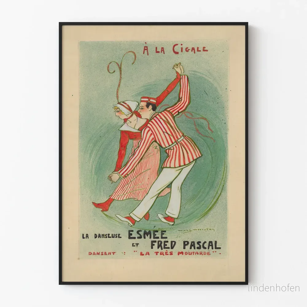 Vintageposter "À la Cigale" med Esmée och Fred Pascal