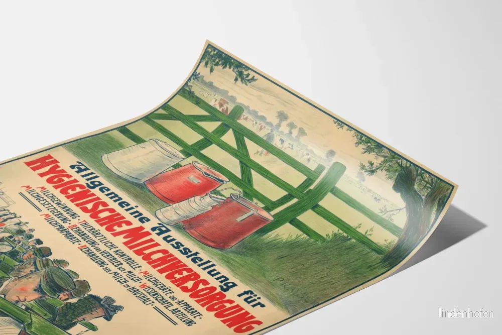 Vintageposter för utställning av rent mjölk, Hamburg 1903 - Bild 3