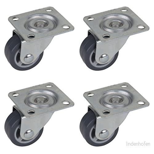 Dörner + Hjälmer uppsättning av 4 möbelhjul 30 mm roterbar, med platta, spårfri TPE, lastkapacitet 60 kg/set 4002350545503